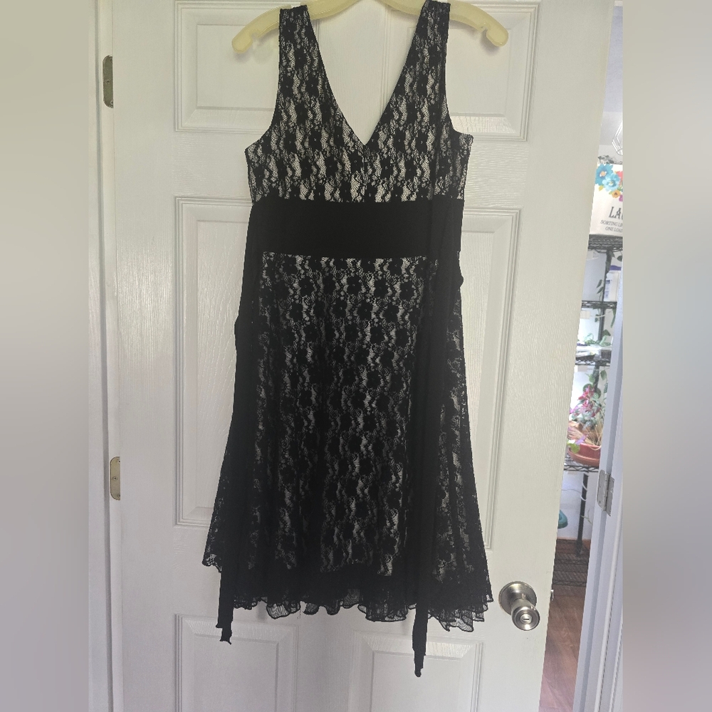 Vintage Studio Y Babydoll Lace Dress Size L Whimsigoth Y2K Dark Romantic